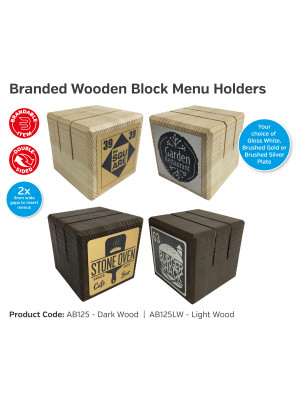 Branded Wooden Block Menu Holders