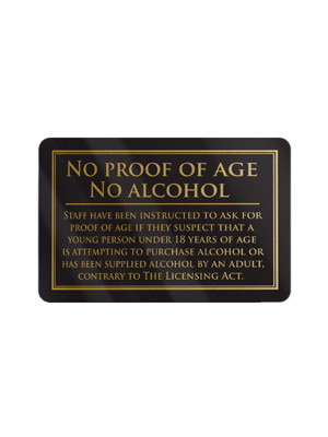 No Proof of Age No Alcohol Notice - Frame Options