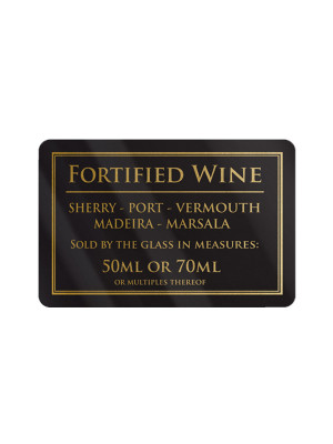 Fortified Wine served by the Glass - 50ml or 70ml Notice