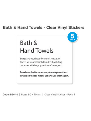 Bath & Hand Towels Clear Self Adhesive Vinyl - Pack of 5 - BE044