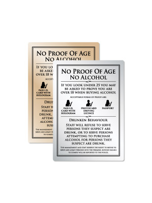 No Proof of Age No Alcohol Notice 