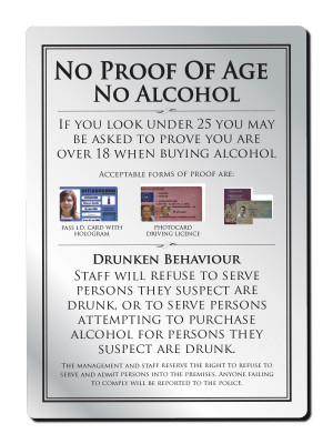 No Proof of Age No Alcohol Notice - Frame Options
