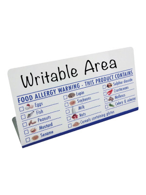 Food Allergy Allergen Checklist Tent Notice with Writable Area - BT024