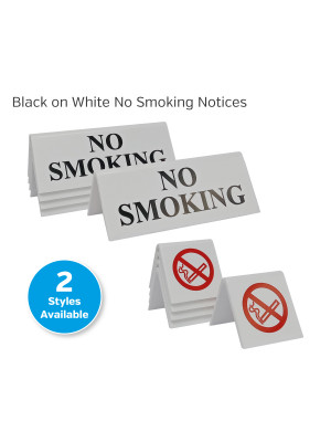 Black on White No Smoking Table Tent Notices