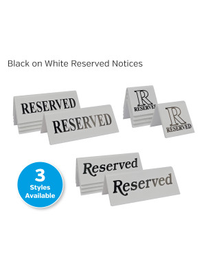 Black on White Reserved Table Tent Notices
