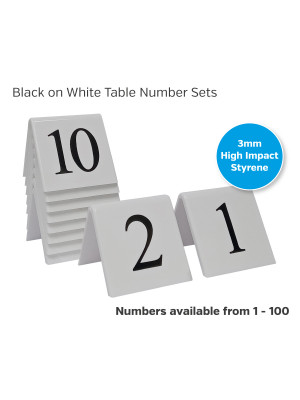 Black on White Table Number Sets - TNW Range