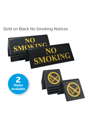Gold on Black No Smoking Table Tent Notices