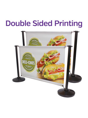 Double Sided Black Steel Cafe Barrier System - Full Set - Multiple Sizes