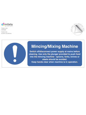 Mincing/Mixing machine catering equipment safety notice