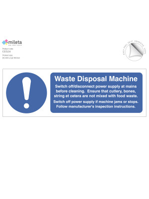 Waste disposal machine catering equipment safety notice