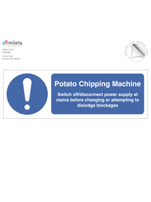 Potato chipping machine catering equipment safety notice