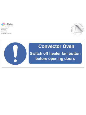 Convector oven catering equipment safety notice