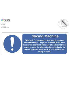 Slicing machine catering equipment safety notice