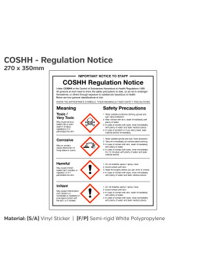 COSHH Symbol Meanings and Safety Precautions Notice