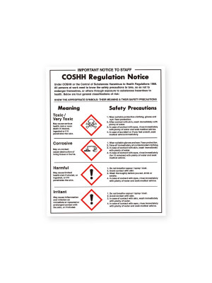 COSHH Regulations Notice - Material Options
