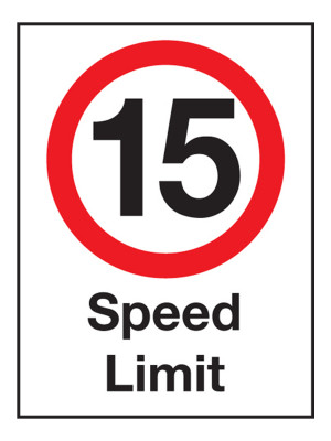 15 MPH Speed Limit Exterior Notice - Mount Options Available