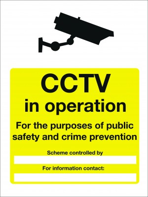 CCTV in Operation for the Purpose of Public Safety Sign - Multiple Sizes