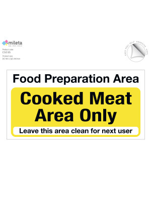 Food preparation area cooked meat only notice