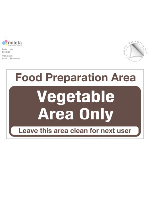 Food preparation area vegetables only notice