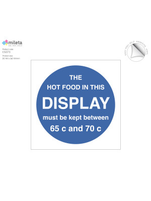 Hot food display temperature guidance label