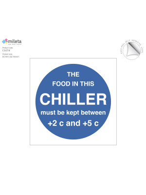 Food chiller display temperature guidance label