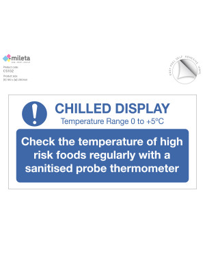 Check temperature of chilled display staff guidance notice