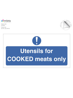 Utensils for cooked meats only notice