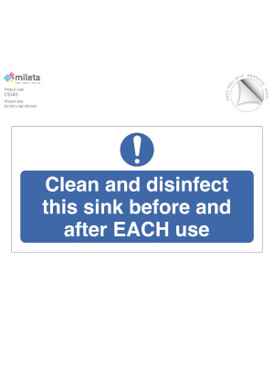 Clean and Disinfect This Sink Notice