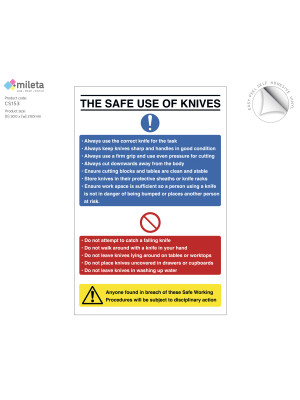 Safety Notice - The safe use of kitchen knives