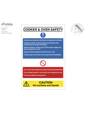 Cooker and oven health and safety notice