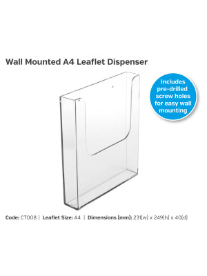 A4 Wall Mounted Leaflet Dispenser