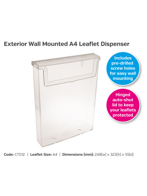 Exterior A4 Wall Mounted Leaflet Dispenser