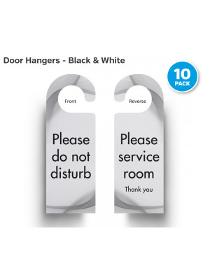 Black & White Do Not Disturb / Please Service Room Thank You Door Hangers - Pack of 10 - DH008