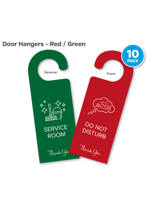 Red / Green Do Not Disturb / Please Service Room Door Hangers - Multipack