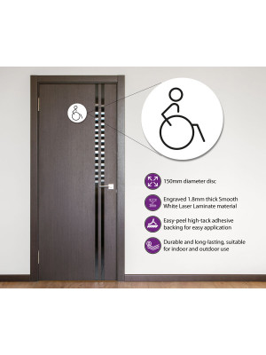 Disabled Toilet Door Symbol Right 150mm White