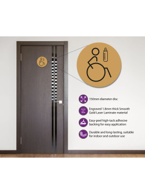 Disabled & Baby Change Toilet Door Symbol Right 150mm Gold