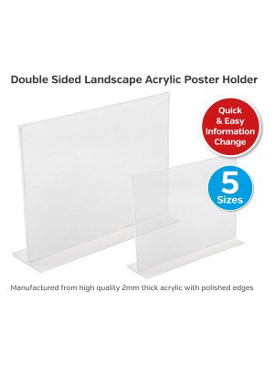 Freestanding Menu & Sign Holder - Double Sided Landscape Display