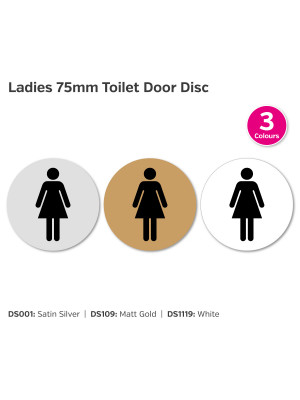 Ladies 75mm Diameter Toilet Door Disc - Choice of Colours