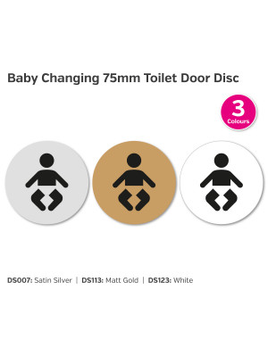 Baby Changing Symbol 75mm Diameter Toilet Door Disc - Choice of Colours
