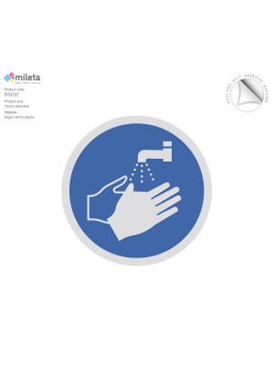 Wash Hands Symbol 75mm Diameter Satin Silver Disc