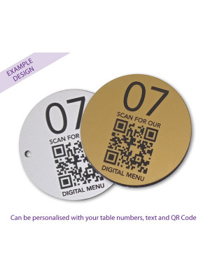 DS078 - Engraved 60mm QR Code/Table Number Disc