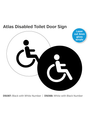 Atlas Disabled Toilet Door Sign - Choice of Colours