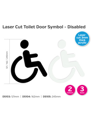 Laser Cut Toilet Door Symbol - Disabled - Choice of Sizes