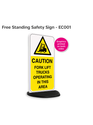 Caution Forklift Trucks Free Standing Safety Sign