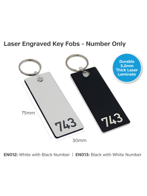 Numbered Only Engraved Key Fobs - Small