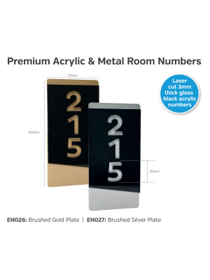 Acrylic & Metal Door Numbers - Portrait - Choice of Colours
