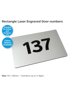 Laser Engraved Door Number - Rectangle - Choice of Colours