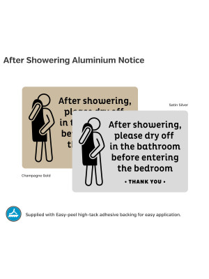 After Showering - Wall Mounted Aluminium Notice