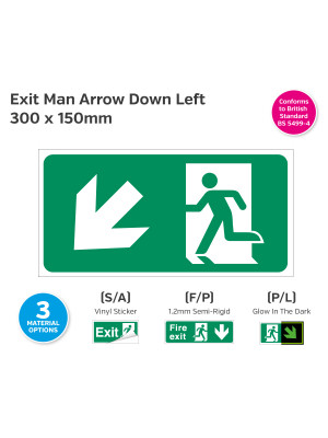 Exit Man Arrow Down Left Sign