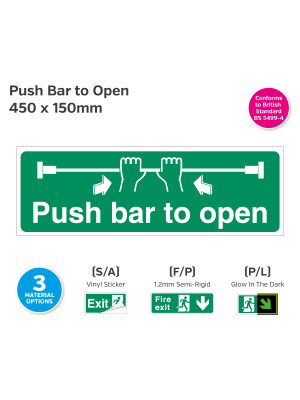 Emergency Escape Push Bar To Open 450 x 150mm